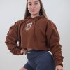 Oversized Cropped Hoodie Brown