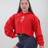 Oversized Cropped Hoodie Red